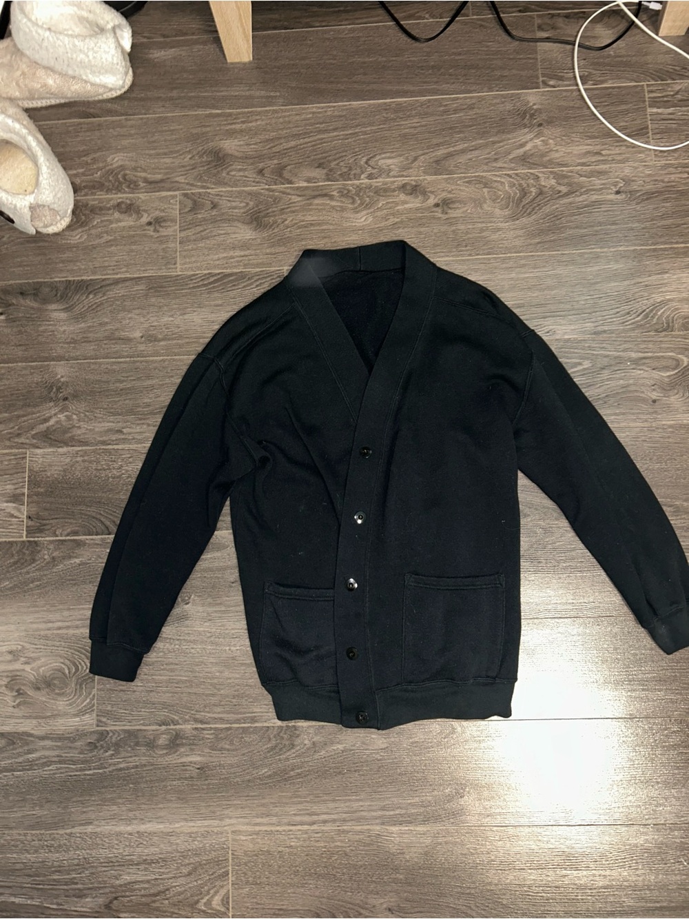 Black Button-Front Cardigan Sweater